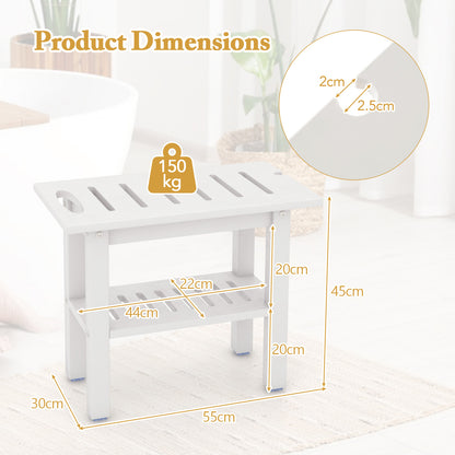 Waterproof HDPE Shower Bench Bath Stool for Inside Shower-White
