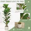 HOMCOM 120cm Set of 2 Artificial Fiddle Leaf Fig Trees - Green
