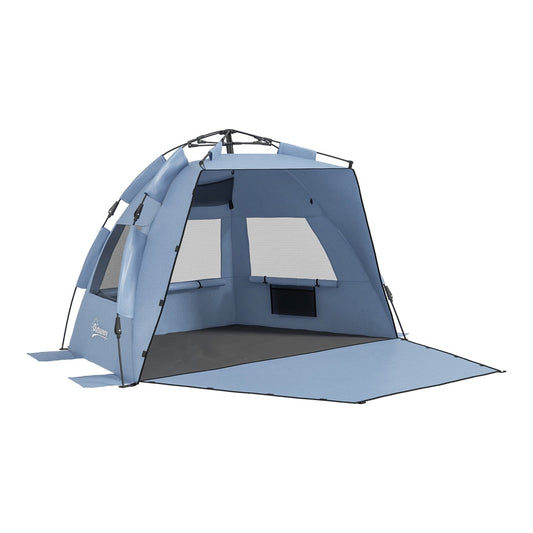 Outsunny 2-3 Person Pop Up Beach Tent in Light Blue