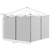 Outsunny Set of Two 3 x 3(m) Replacement Zipped Gazebo Walls - Grey