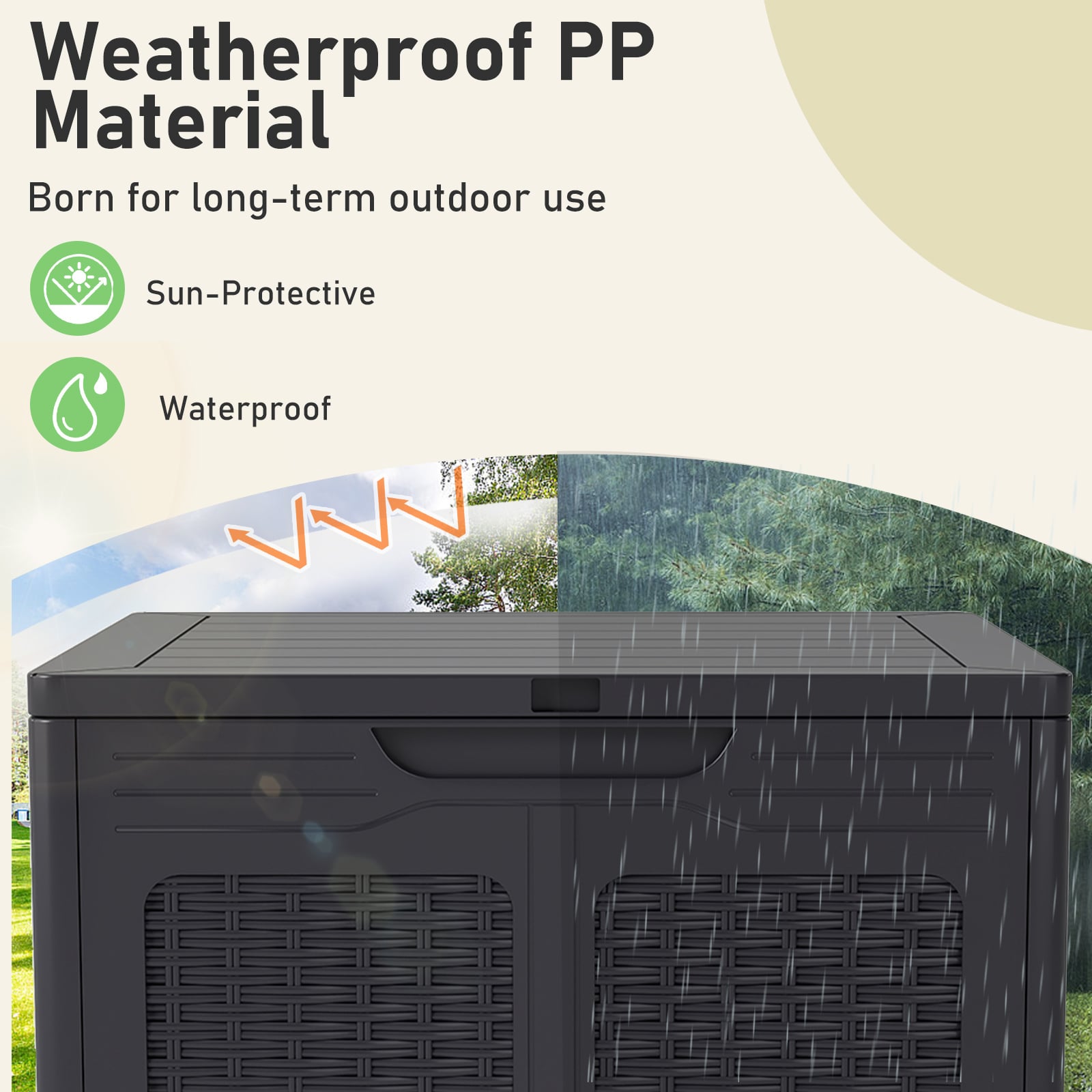 Weatherproof Patio Container with Lockable Lid for Patio-Brown