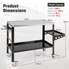 Welding Table Workbench on Wheels with Tool Rack and Tray-Black