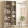HOMCOM Multi-Storage Kitchen Cabinet, with Glass Doors - Grey Wood-Effect