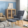 HOMCOM Modern Armchair with Footstool, Upholstered Accent Chair with Ottoman, Steel Legs, Velvet Wingback Chair for Living Room, Bedroom, Home Study, Dark Grey