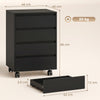 HOMCOM Four-Drawer Office Filing Cabinet, with Wheels - Black