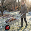 Wheelbarrow Cart 1-Wheel Garden Utility Cart with 2 Handlebars and Large Rubber Tire-Silver