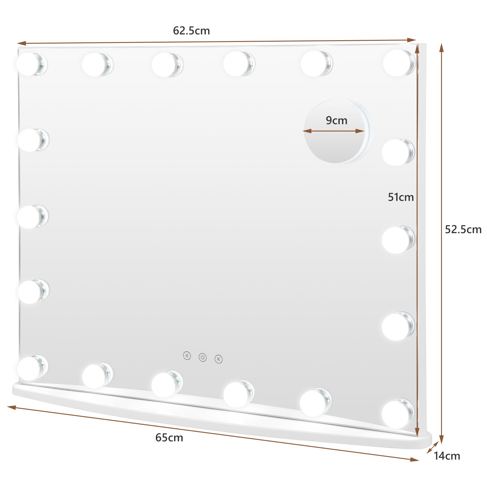 Makeup Mirror with 18 Dimmable LED Lights and Magnifying Mirror-White