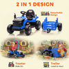 AIYAPLAY 12V Ride on Tractor and Trailer with Remote Control, Music, Shifter, Start-Up Sound, for Kids Ages 3-8 Years, Blue