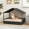 Wicker Dog House Outdoor Indoor with Canopy up to 60kg-Beige