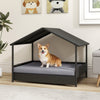 Wicker Dog House Outdoor Indoor with Canopy up to 60kg-Grey
