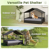 Wicker Dog House Outdoor Indoor with Canopy up to 60kg-Grey