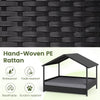 Wicker Dog House Outdoor Indoor with Canopy up to 60kg-Grey