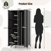PE Rattan Wardrobe Armoire Closet with Hanging Rod and 4 Storage Cubes for Home Patio Garage-Black