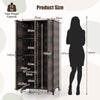 PE Rattan Wardrobe Armoire Closet with Hanging Rod and 4 Storage Cubes for Home Patio Garage-Brown