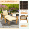 Wicker Woven Chair Set with Coffee Table and 2 Ottomans-Brown
