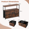 Wide Chest of Drawers with 2 Open Shelves and Heavy Duty Metal Frame-Rustic Brown