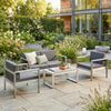 Outsunny 4 Seater Garden Furniture Set, Extra Wide Deep Garden Sofa Set with Olefin Cushions, Brushed Aluminium Frame, Dark Grey