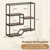 Wine Rack Wall Mounted 5-Tier Wine Bottle Display Shelf with 4 Wine Glass Holders-Rustic Brown