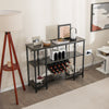 Wine Bar Cabinet Wine Rack with Bottle Racks and Storage Shelves-Grey