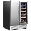 2-in-1 Beverage and Wine Cooler with Powerful Compressor-Silver