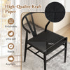 Wishbone Dining Chair Set of 2 with Y-Shaped Backrest and Woven Twine Seat-Black