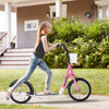 HOMCOM Kids Scooter, Kick Stunt Scooter with Adjustable Handlebar, Dual Brakes, Basket, Cupholder, Mudguard, 16