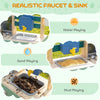 AIYAPLAY Mud Kitchen with Working Faucet, Kids Play Kitchen with Flower Pots, Kitchen Accessories, Planting Tools, Blue