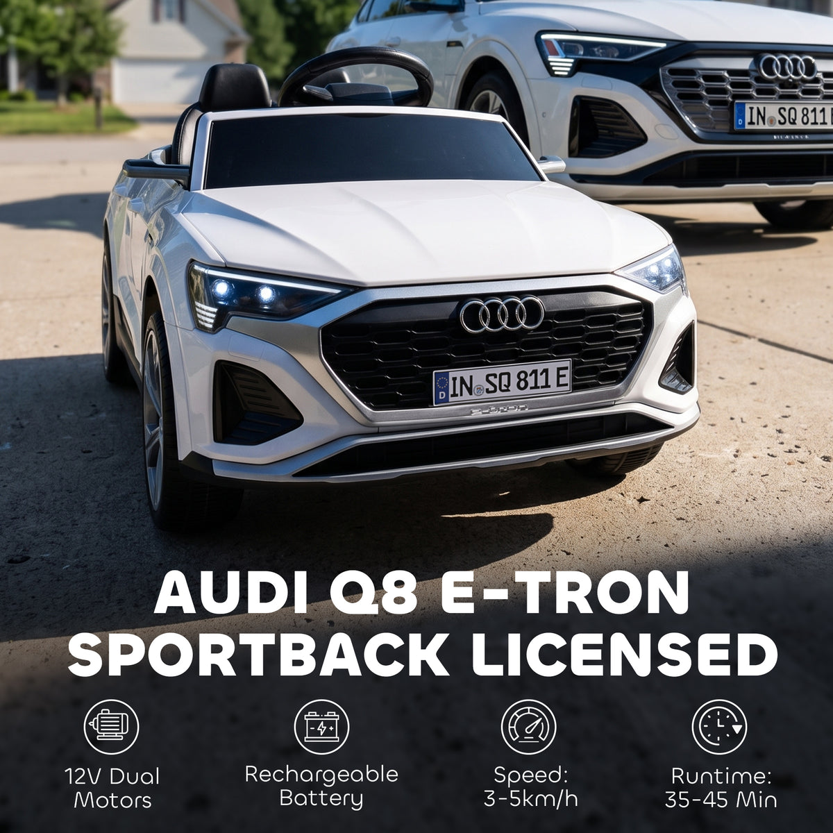 AIYAPLAY Sportback Licensed Ride on Car in White