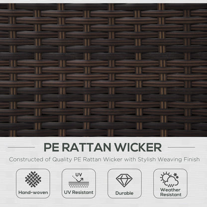 Outsunny Single Seater Rattan Chair, PE Wicker Garden Armchair with 10 cm Thickened Cushion, All-Weather Rattan Garden Chair with Armrests, Brown