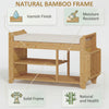 HOMCOM Shoe Bench 2-Tier Boot Section Entryway Storage Bench Cushioned Seat 100 x 30 x 50 cm Natural and Cream