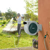 Outsunny Retractable Hose Reel Wall Mounted, 30+2m Garden Hose Pipe Reel with Lock, Auto Rewind, 7 in 1 Spray Nozzle, Includes Wall Fixings, 180 Swivel, Outdoor Watering, Grey