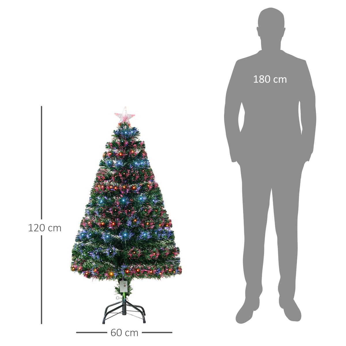 HOMCOM 4 Feet Prelit Artificial Christmas Tree in Green