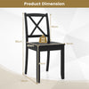 Wood Dining Chair Set of 2 with Rubber Wood Legs-Black