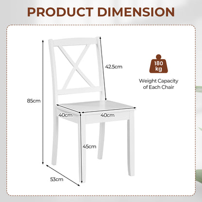 Wood Dining Chair Set of 2 with Rubber Wood Legs-White