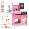 Wood Medical Center Toy Set with Blackboard and Pet Scale for Boys Girls-Pink