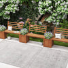 Wood Outdoor Planter Box with Bench Garden Seat with 2 Flower Boxes and Backrest