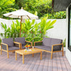 4-Piece Patio Acacia Wood Furniture Set with Removable Cushions-Grey