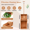 Wood Wagon Flower Planter with Wheels and 2 Planting Sections-Orange