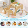 Wooded Toddler Kids Desk and Chair Set with Proper Height-Natural