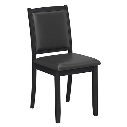Wooden Dining Chair with Padded Seat and Backrest for Kitchen Dining Room-Black