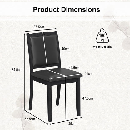 Wooden Dining Chair with Padded Seat and Backrest for Kitchen Dining Room-Black