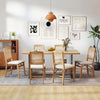 Wooden Folding Chairs Set of 2 with Linen Padded Seat-Natural
