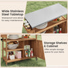 Wooden Grill Cart with Storage Outdoor Kitchen Island with Stainless Steel Top-Natural