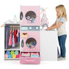 Wooden Kids Laundry Playset Pretend Toy Washing Machine with Laundry Detergent Bottle-Pink