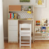 Wooden Kids Study Desk and Chair Set with 2 Cabinets and Drawers-Natural