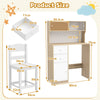 Wooden Kids Study Desk and Chair Set with 2 Cabinets and Drawers-Natural