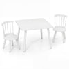 Wooden Kids Table and 2 Chairs Set with Curved Spindle Backrests-White
