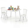Wooden Kids Table and 2 Chairs Set with Curved Spindle Backrests-White