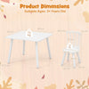 Wooden Kids Table and 2 Chairs Set with Curved Spindle Backrests-White