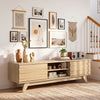 Wooden Media Console with 2 Sliding Doors for TVs-Natural